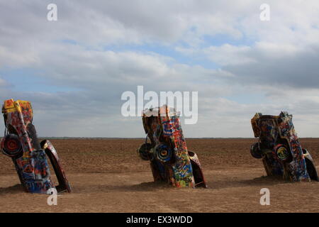 Cadillac Ranch near Amarillo, Texas, USA Stock Photo