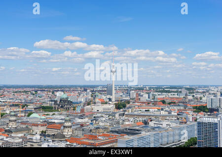 Daytime skyline view of Berlin with TV Tower or Fernsehturm in Germany