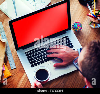 Searching Working Idea Planning Using Labtop Concept Stock Photo