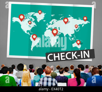 Check In Cartography Location Spot Travel World Global Concept Stock Photo