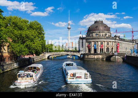 View of Bode Museum and Television Tower or Fernsehturm in Berlin Germany Stock Photo