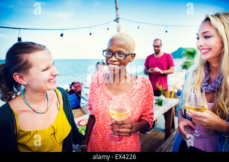 Diverse Ethnic Friendship Party Leisure Happiness Concept