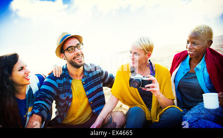 Friends Beach Vacation Relaxing Chilling Concept Stock Photo