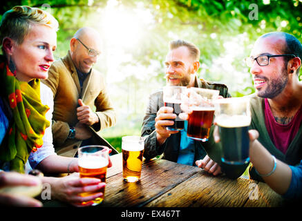 Friends Party Outdoors Celebration Happiness Concept Stock Photo
