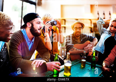 Friend Celebrate Party Picnic Joyful Lifestyle Drinking Concept Stock Photo