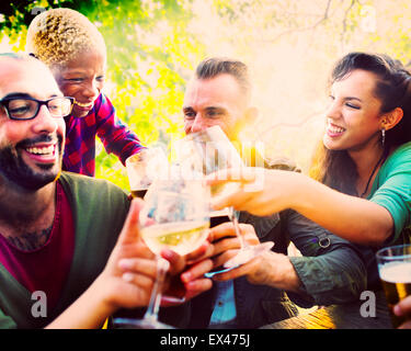 Diverse People Friends Hanging Out Drinking Concept Stock Photo