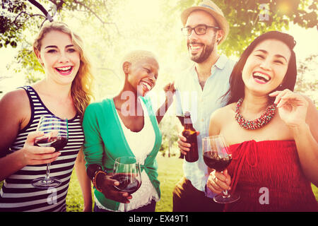 Friends Outdoors Party Celebration Hanging out Concept Stock Photo
