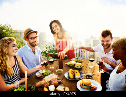 Celebration Friendship Rooftop Party Concept Stock Photo