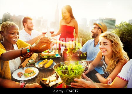 Friend Friendship Dining Celebration Hanging out Concept Stock Photo