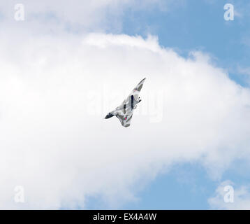 Final Flight Over Yorkshire Air Museum Elvington of Former RAF Vulcan Bomber XH558 York England United Kingdom UK Stock Photo