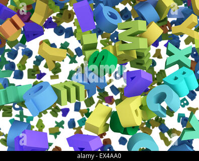 Multi color 3d letters alphabet background Stock Photo