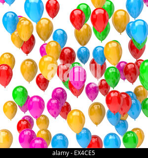 Galore of Vibrant Color Balloons on White Background 3D Illustration Stock Photo