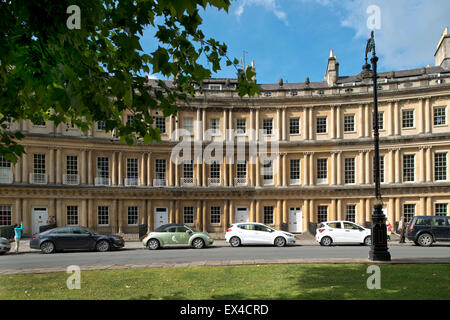 The Circus in Bath, a circular Georgian/Regency terrace of houses designed by architect John Wood the Elder in late 18th.C UK Stock Photo