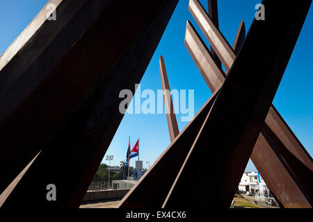 Horizontal close up of the machetes at the Antonio Maceo Revolution Square in Santiago de Cuba, Cuba. Stock Photo