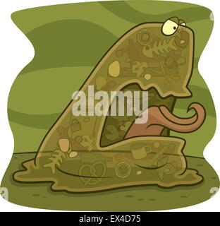 An angry cartoon monster made of garbage. Stock Vector