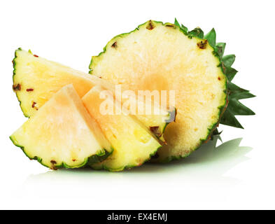 pineapple and  pineapple slices on the white background. Stock Photo
