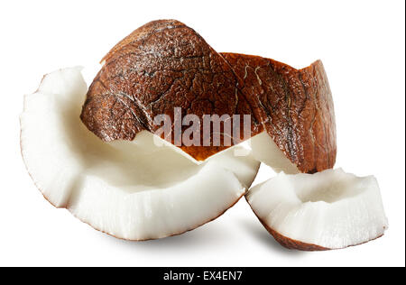 coconut slices isolated on white background. Stock Photo
