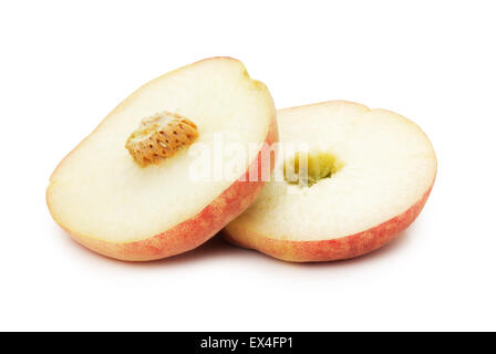ripe fig peach slice isolated on white background. Stock Photo