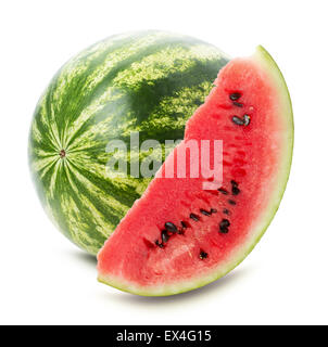 juicy watermelon with slice isolated on the white background. Stock Photo