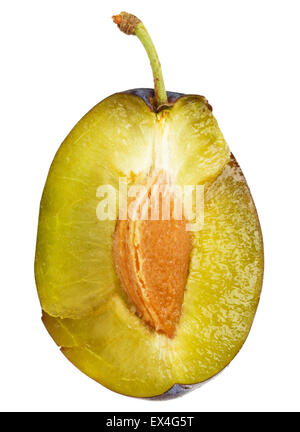 half of plum isolated on the white background. Stock Photo