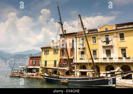 MALCESINE, ITALY - JUNE 1: Historic ship Siora Veronica at Malcesine, Italy on June 1, 2015. Stock Photo