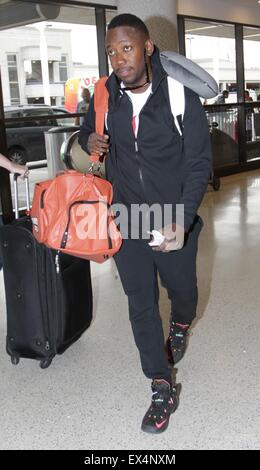 Lamorne Morris, best known for playing Winston in the Fox sitcom 'New Girl', departs Los Angeles International Airport (LAX)  Featuring: Lamorne Morris Where: Los Angeles, California, United States When: 05 May 2015 C Stock Photo