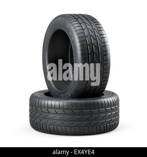 3d rendering of new unused car tires isolated on white background Stock Photo