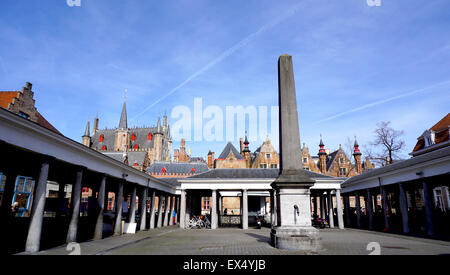 fish market old town in Bruges, Belgium Stock Photo