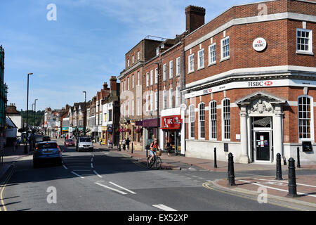 Tonbridge Kent England UK - The High Street with HSBC bank on the corner Stock Photo