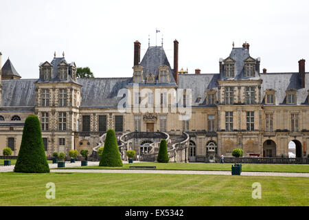 The Courtyard of Honour at Château de Fontainebleau, Palace, royal, buildings, Fontainebleau, France. Stock Photo