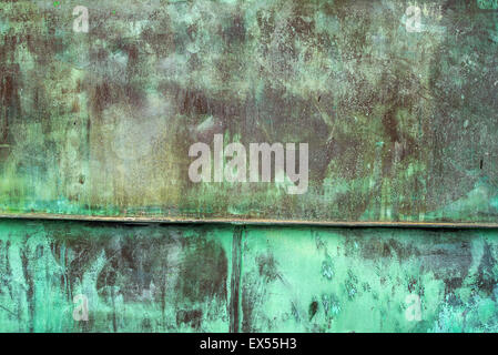 Oxidized Green Copper Metal Plate Texture as Industrial Rustic Background Stock Photo