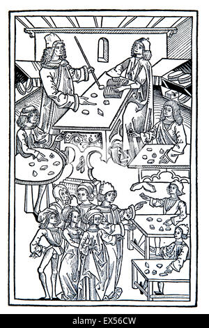 Woodblock illustration from Hortus sanitasis, fifteenth century german early medical text book, Stock Photo