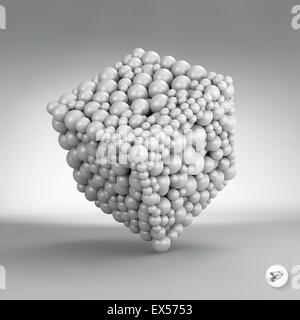 One cube formed by many spheres. 3d vector illustration. Stock Vector