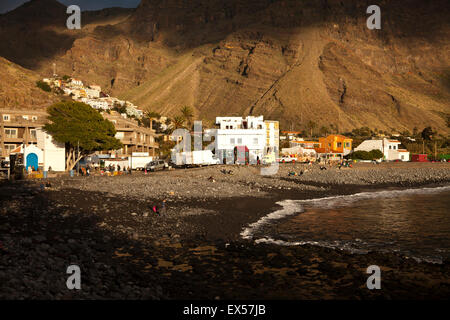 the black beach Playa de La Calera, Valle Gran Rey, La Gomera, Canary Islands, Spain, Europe Stock Photo