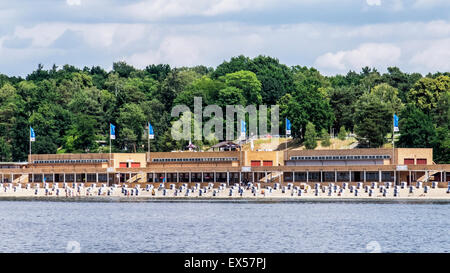 Berlin Wannsee beach and beach chairs on the Havel - open air swimming in lake Stock Photo