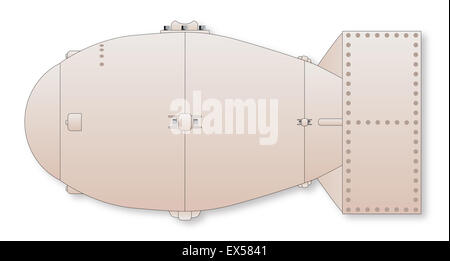 Drawing of the atomic bomb code named Fat Man Stock Photo