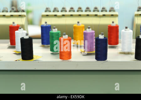reels of thread on Machine embroider Stock Photo
