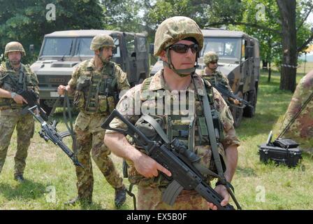 NATO Joint Force Headquarters, Italian Army, guard at the command post Stock Photo