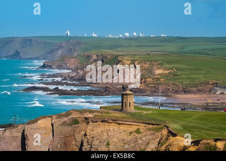 The Compass Point at Bude and GCHQ satellite ground station at Morwenstow, on the Cornish coast Cornwall, England, UK Stock Photo