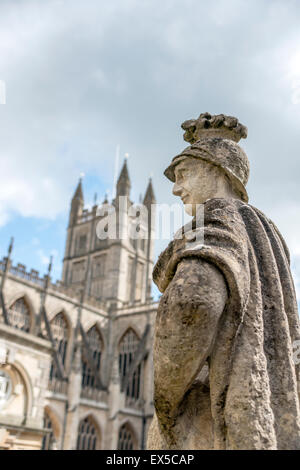 Sculpture of Ostorius Scapula at the Roman Baths complex of Bath; Somerset; England Stock Photo