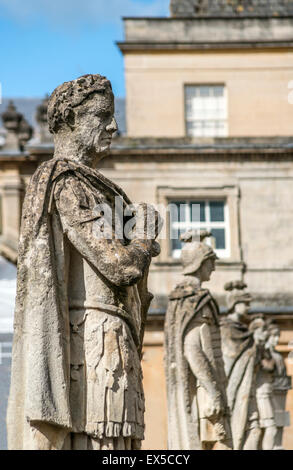 Sculpture of Emperor Vespasian at the Roman Baths complex of Bath; Somerset; England Stock Photo
