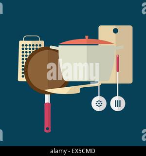 Kitchen utensils. Flat design. Stock Vector