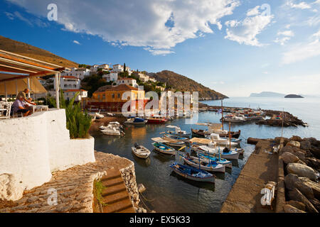 Small fishing harbour in the town of Hydra Stock Photo