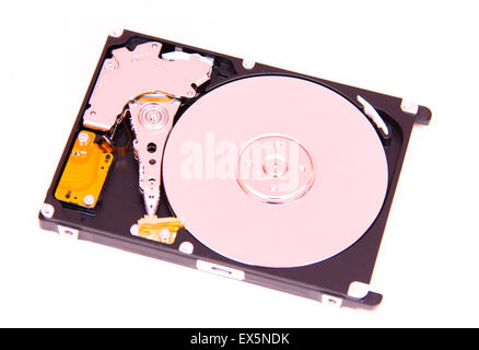 Hard disk on white background seen from above Stock Photo