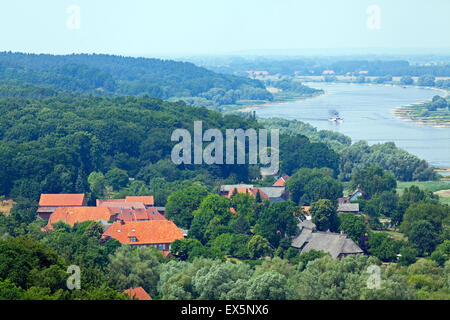 paddlesteamer ´Kaiser Wilhelm´, River Elbe, Kniepenberg, Hitzacker Lower Saxony, Germany Stock Photo