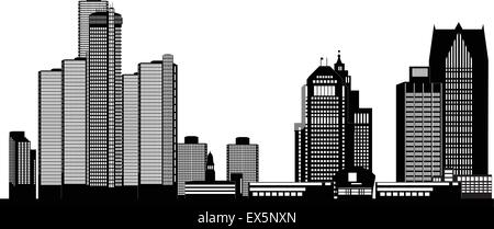 skyline of the city,detroit Stock Vector