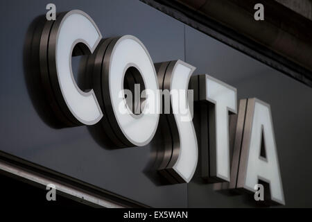 Costa Coffee shop sign logo. Stock Photo