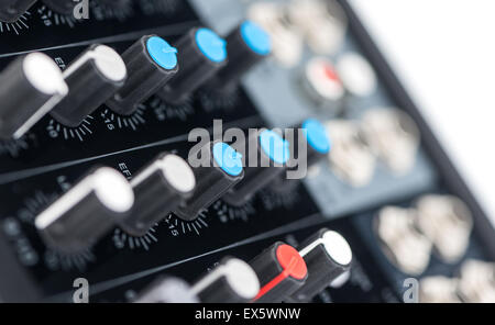 Detail of a Professional Mixing Console. Music Device. Stock Photo