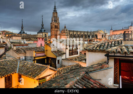 Toledo, Spain view of the town from a rooftop. Stock Photo