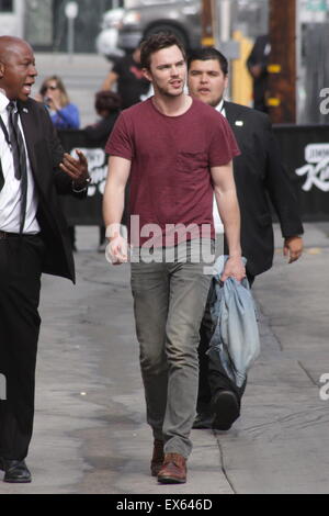 Nicholas Hoult arrives for and interview on  Jimmy Kimmel Live!  Featuring: Nicholas Hoult Where: Los Angeles, California, United States When: 06 May 2015 C Stock Photo